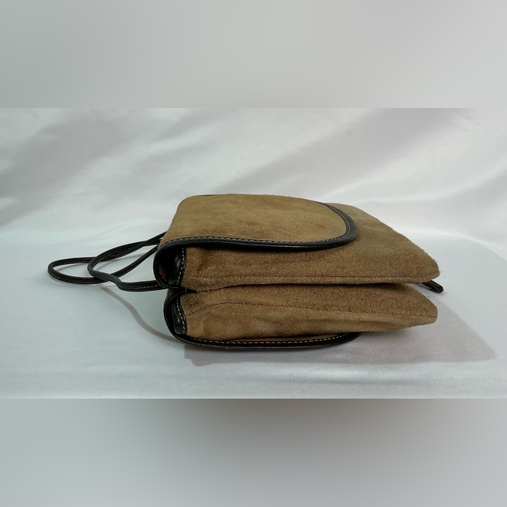 Vintage Loewe Tan Suede 
Mini Shoulder Crossbody Bag Purse Leather Spain Anagram - Picture 5 of 15